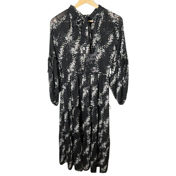 All Saints Elimear Cultivar Floral Tiered Maxi Dress Black 00 Cottagecore Modest - Picture 2 of 8